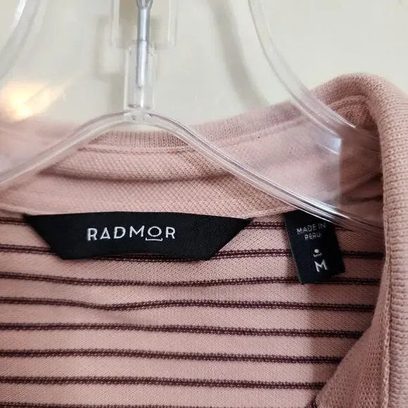 Radmor dusty rose striped short sleeve golf polo woman's size medium - Picture 2 of 8